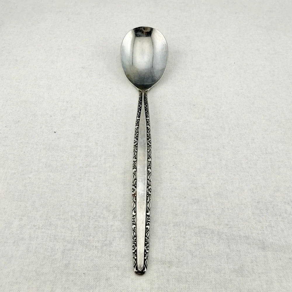 United Silver Co Stainless Japan Floral Scroll Edge Flatware Lot of 14 USI17 MCM